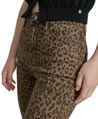 Dkny Jeans Women's Animal Print High Rise Cropped Flare Jeans