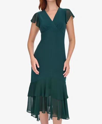 Tommy Hilfiger Mixed Media High-low Dress In Green