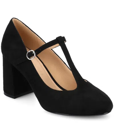 Journee Collection Women's Talani T-strap Almond Toe Dress Pumps
