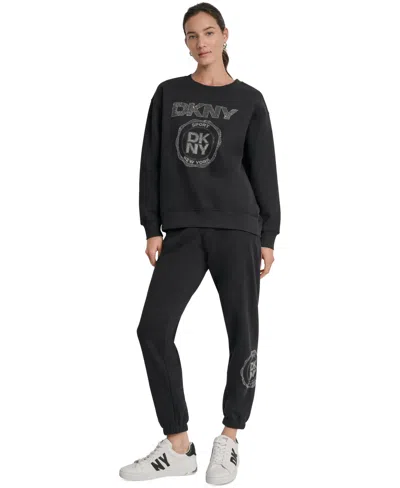 Dkny Sport Women's Medallion-logo Crewneck Sweatshirt