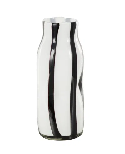 Rosemary Lane Glass Concaved Round Decorative Vase, 12"