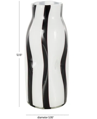 Rosemary Lane Glass Concaved Round Decorative Vase, 12"