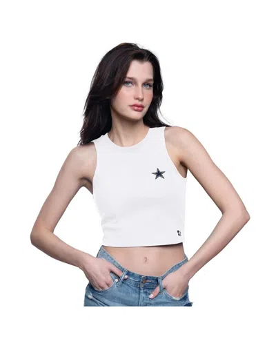 Starter Women's White Dallas Cowboys Show Up Cropped Tank Top