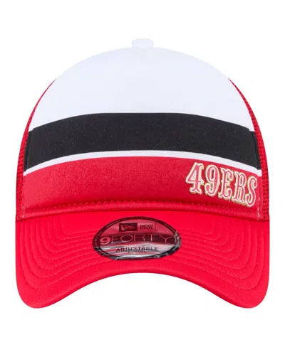 New Era Men's White/scarlet San Francisco 49ers Sport Night Color Block 9forty A-frame Trucker Adjustable Ha