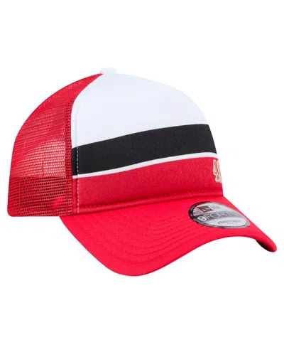 New Era Men's White/scarlet San Francisco 49ers Sport Night Color Block 9forty A-frame Trucker Adjustable Ha
