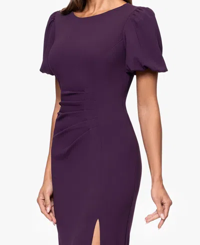 Xscape Women's Scuba Crepe Boat-neck Long Sheath Dress In Purple