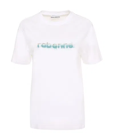 Rabanne Logo-detail Crew-neck T-shirt In White