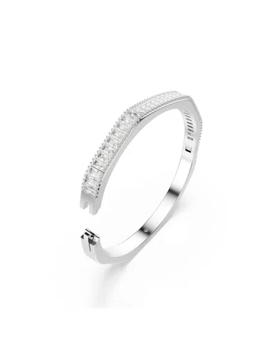 Swarovski Matrix Baguette Cut White Rhodium Plated Bangle Bracelet