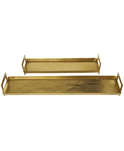 Rosemary Lane Modern Brass Tray, Set Of 2