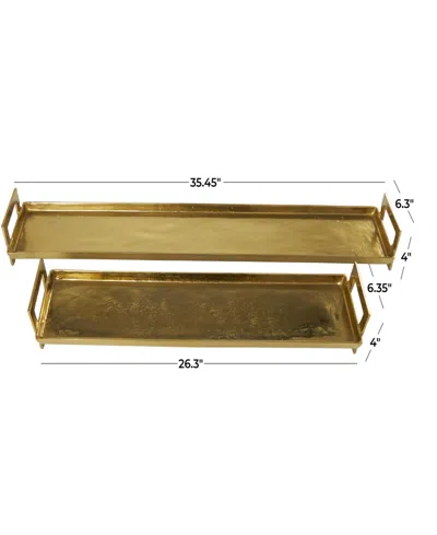 Rosemary Lane Modern Brass Tray, Set Of 2