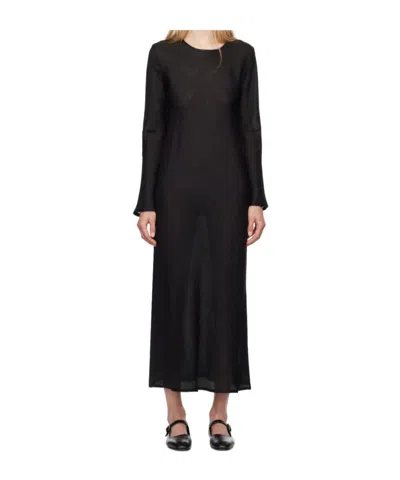 Baserange Black Dydine Long Sleeve Maxi Dress In Black
