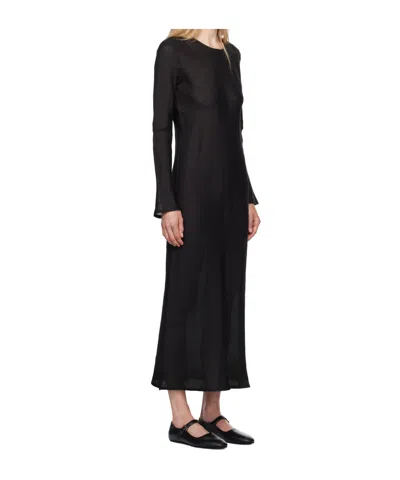 Baserange Black Dydine Long Sleeve Maxi Dress In Black