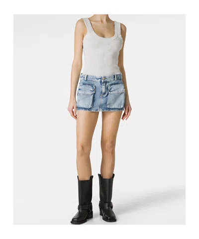 Icon Denim Denim Mini Skirt With Belt Loops