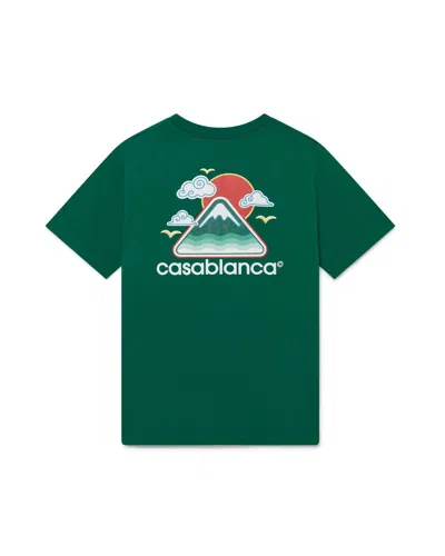 Casablanca Mens Montagne Ondulee Brand-print Cotton-jersey T-shirt In Green
