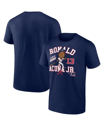 Fanatics Men's Ronald Acuna Jr. Navy Atlanta Braves Hometown Caricature T-shirt In Blue