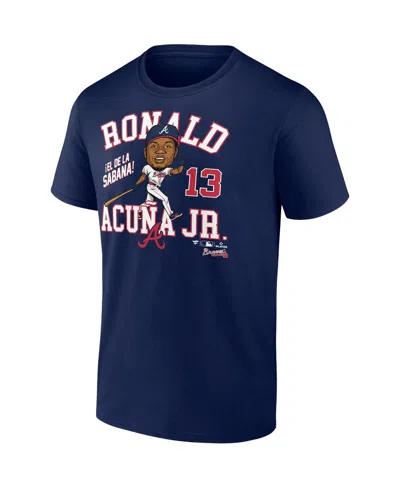 Fanatics Men's Ronald Acuna Jr. Navy Atlanta Braves Hometown Caricature T-shirt In Blue