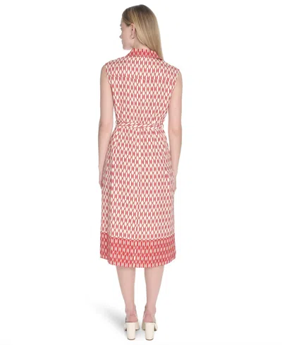 Calvin Klein Sleeveless Midi Shirtdress In Red