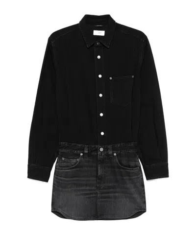 Haikure Mini Dress Tamu Washed Denim In Black