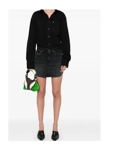 Haikure Mini Dress Tamu Washed Denim In Black