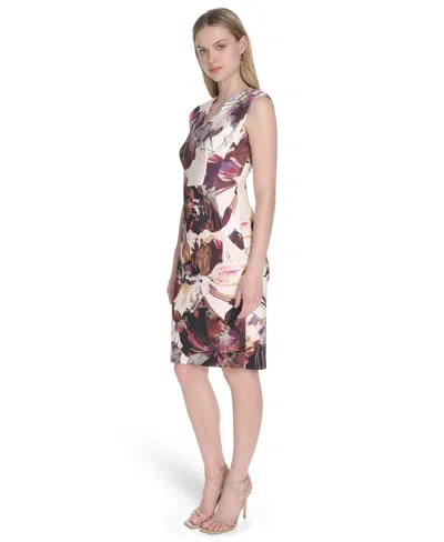 Calvin Klein Floral Sleeveless Sheath Dress In Multi