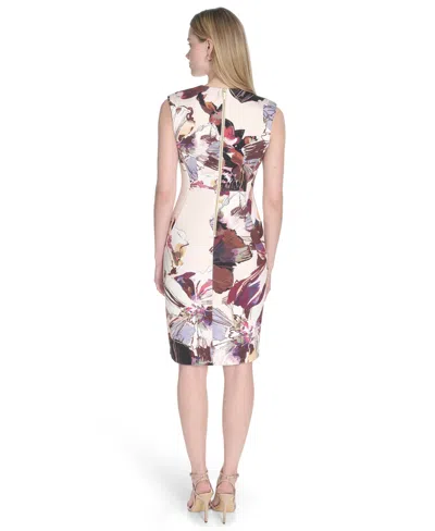 Calvin Klein Floral Sleeveless Sheath Dress In Multi