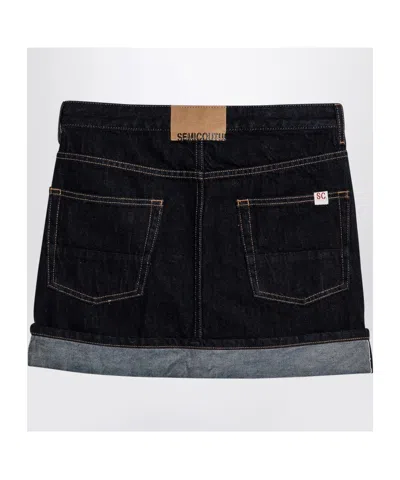 Semicouture Floriane Miniskirt In Dark Denim In Black