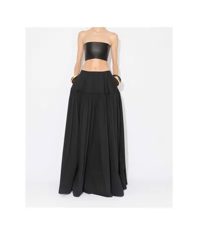 Alaïa Gathered Cotton Poplin Maxi Skirt In Multi
