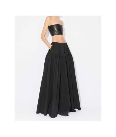 Alaïa Gathered Cotton Poplin Maxi Skirt In Multi
