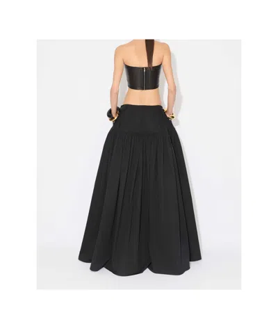 Alaïa Gathered Cotton Poplin Maxi Skirt In Multi