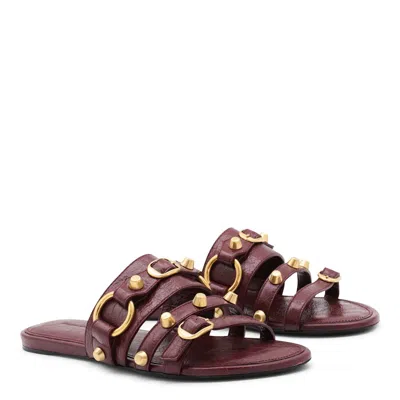 Balenciaga Grape Leather City Slippers In Brown