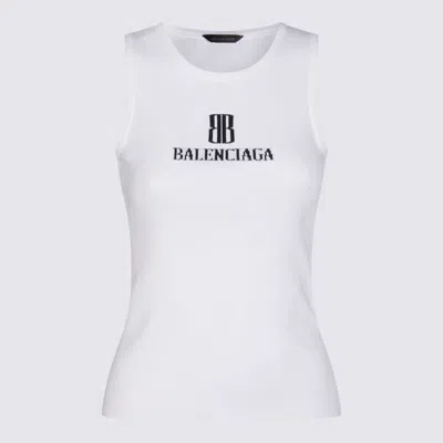 Balenciaga Ribbed Viscose Blend Tank Top In White