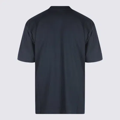 Balenciaga High-collar Black T-shirt With Logo Print In Blue