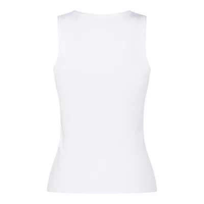 Balenciaga Ribbed Viscose Blend Tank Top In White