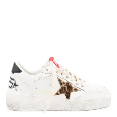 Golden Goose Leopard-print Leather Star Sneakers In White