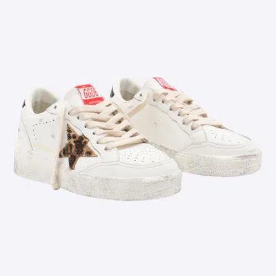 Golden Goose Leopard-print Leather Star Sneakers In White