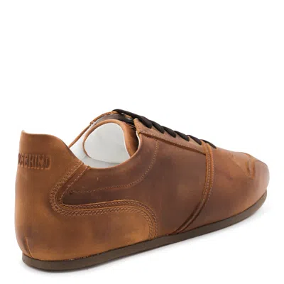 Moschino Low Top Sneakers Stitch Detailing In Brown