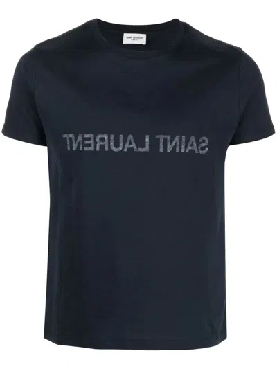 Saint Laurent Reverse Logo T-shirt In Black