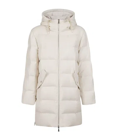 Eleventy Long Sleeve Cotton Coat In White