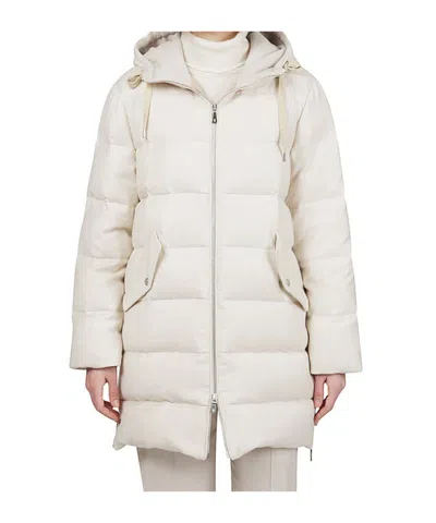 Eleventy Long Sleeve Cotton Coat In White