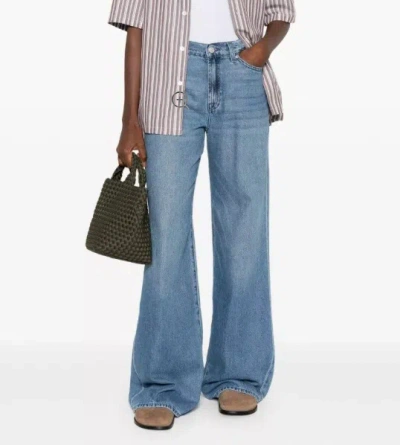 7 For All Mankind Blue Lotta Wide-leg Denim Jeans In Blue