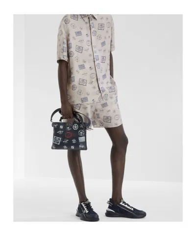 Fendi Postage Stamp-print Silk Shirt In White