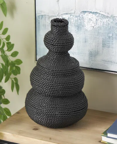 Rosemary Lane Seagrass 13.9" Woven Bubble Bohemian Vase