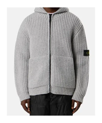 Stone Island Cotton Zip-up Hoodie In Gray
