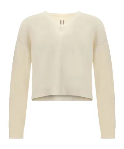 Rick Owens Relaxed Fit V-neck Sweater With Ribbed Accents