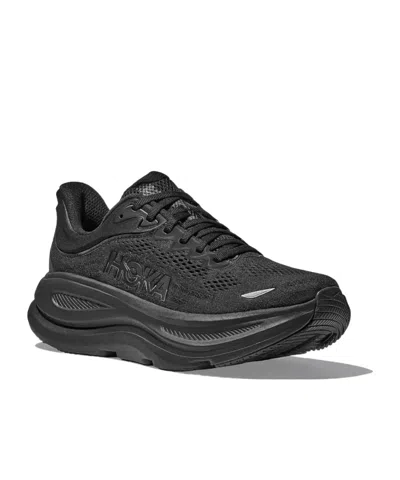 Hoka Bondi 9 Black Low Top Sneakers With Maxi Logo Lettering On The Side In Tech Fabric Unisex In Black