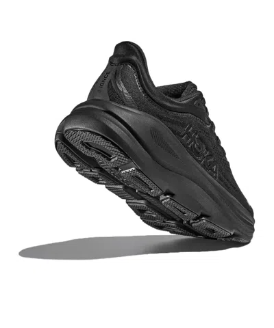 Hoka Bondi 9 Black Low Top Sneakers With Maxi Logo Lettering On The Side In Tech Fabric Unisex In Black