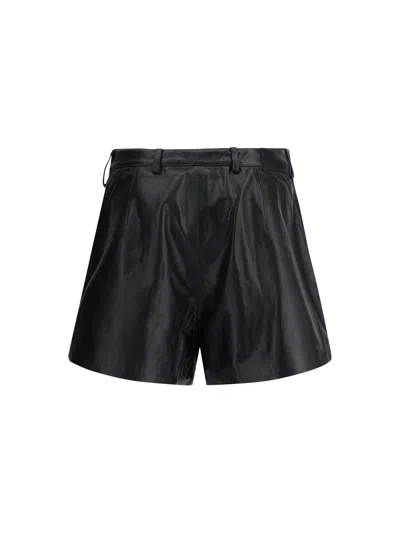 R13 Pleated Leather Shorts In Black
