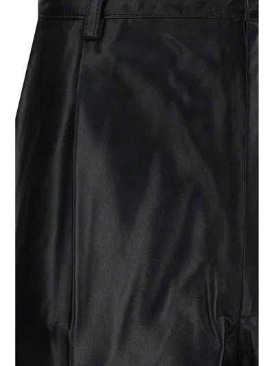 R13 Pleated Leather Shorts In Black