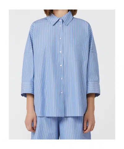 Weekend Max Mara Striped Three-quarter Sleeve Shirt In Blue