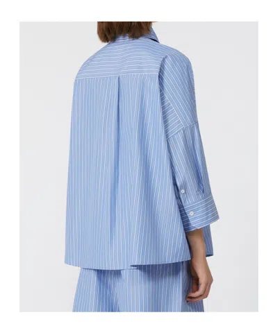 Weekend Max Mara Striped Three-quarter Sleeve Shirt In Blue
